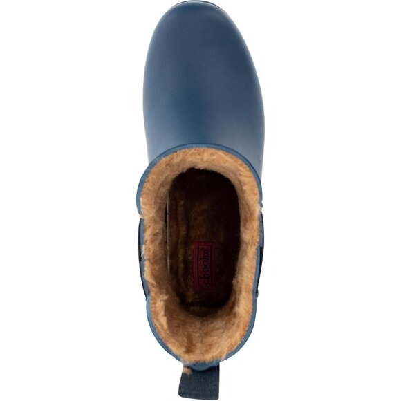 Women’s Blue Waterproof Plush Lined Slip On Rain Ankle Slim Chelsea Boots - Picture 5 of 13